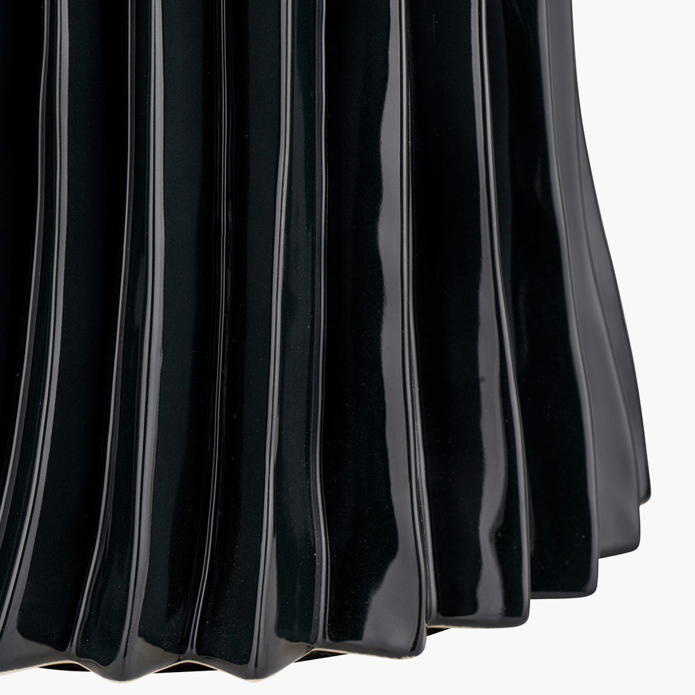 Devony Black Pleated Ceramic Table Lamp - Base Only